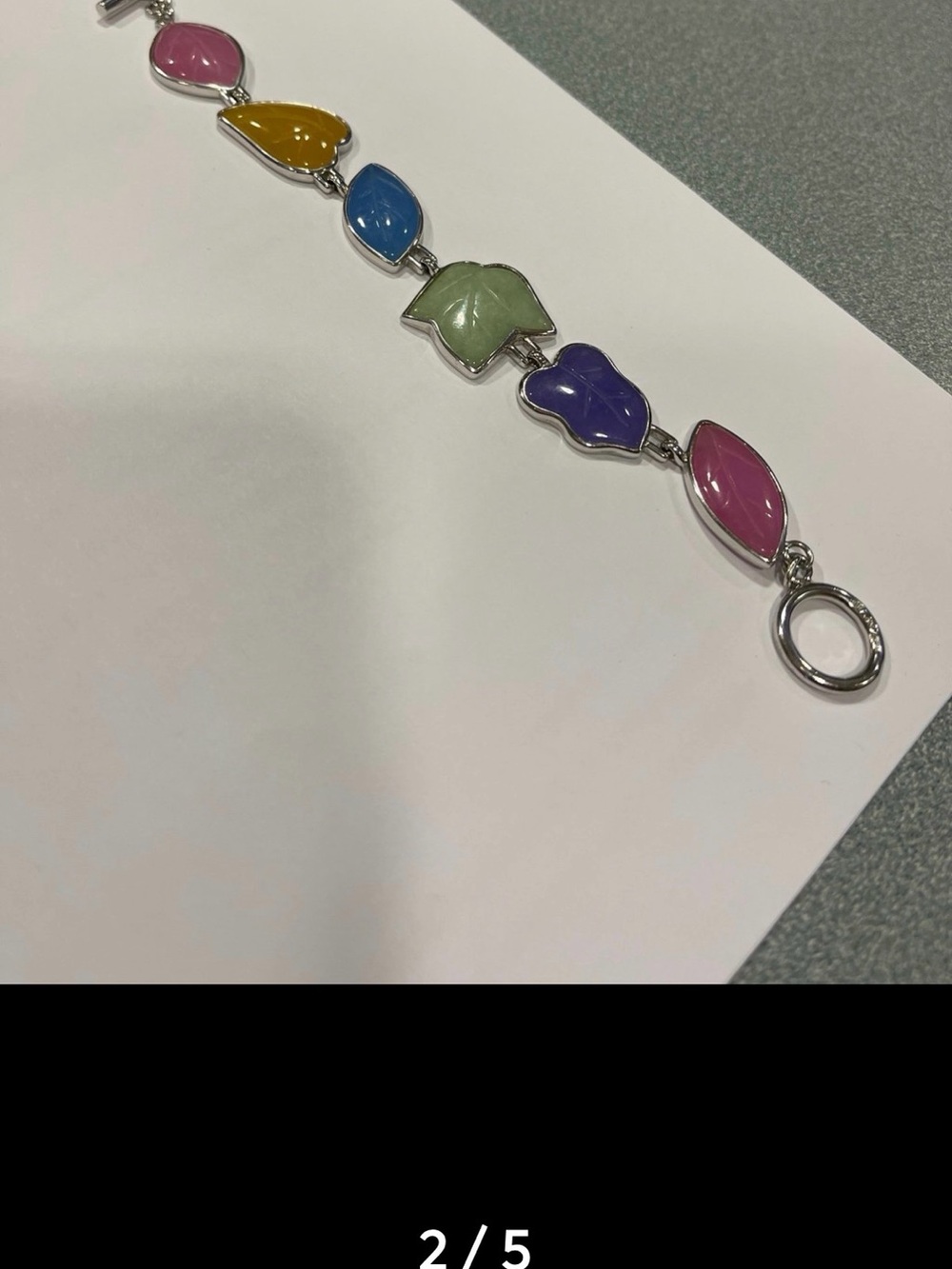 Multi-Color Jade Link Bracelet - Women Jewelry - Picture 2 of 5